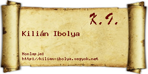 Kilián Ibolya névjegykártya